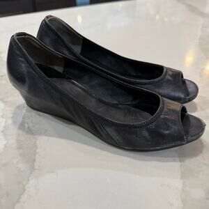 Cole Haan Nike Air Black Open Toe Slip On Wedges Women's 8M Air Tailia Classic